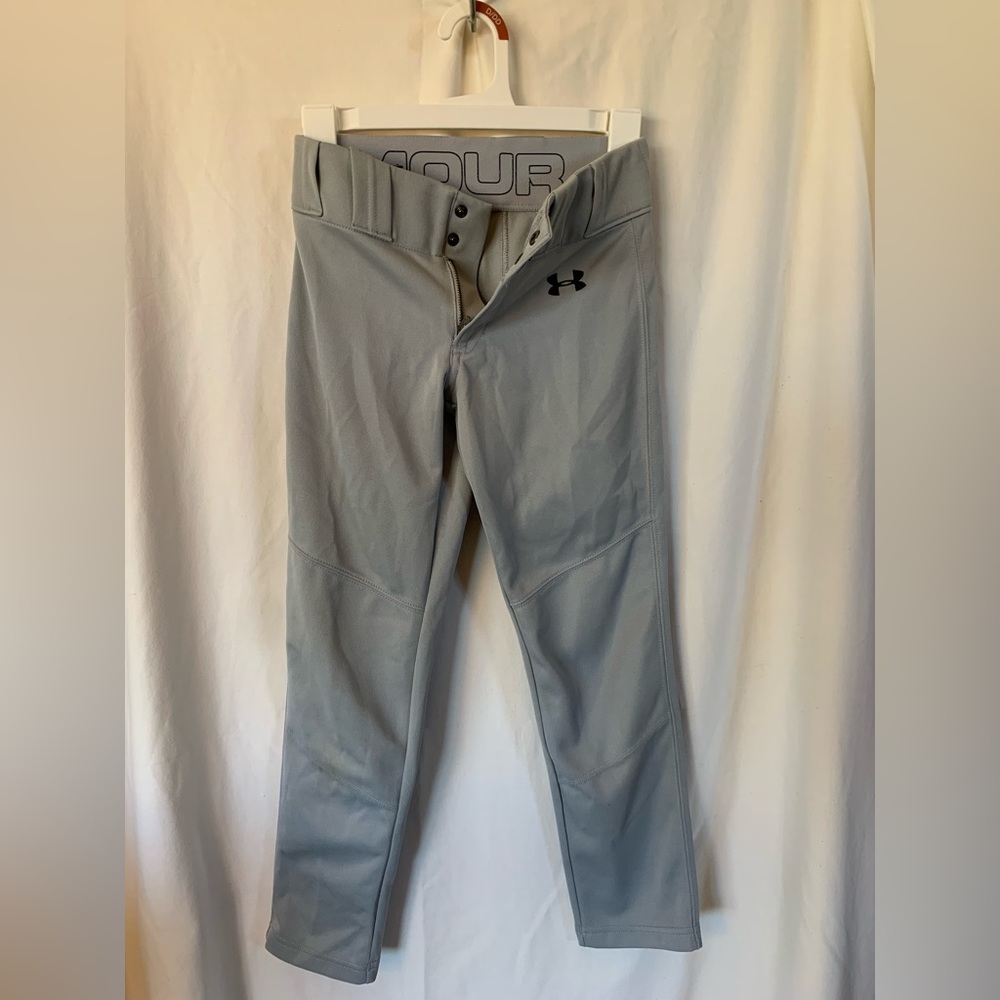 Under armor softball/baseball pants youth small grey back pockets